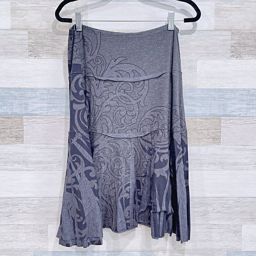 NALLY & MILLIE Paisley Yoga Skirt Gray Womens Small